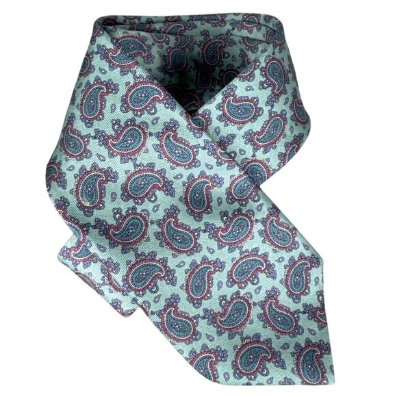 Valentino Pietro Silk Tie Blue Teal Pink Paisley Print 3'x58' Designer Vintage - Picture 1 of 5